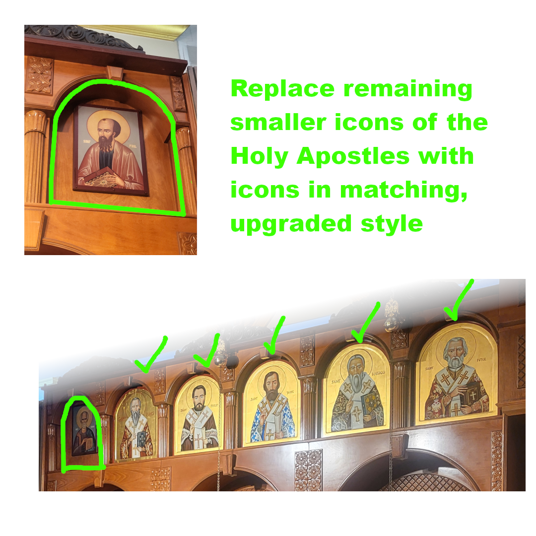 Remaining Holy Apostles icons on the iconostasis