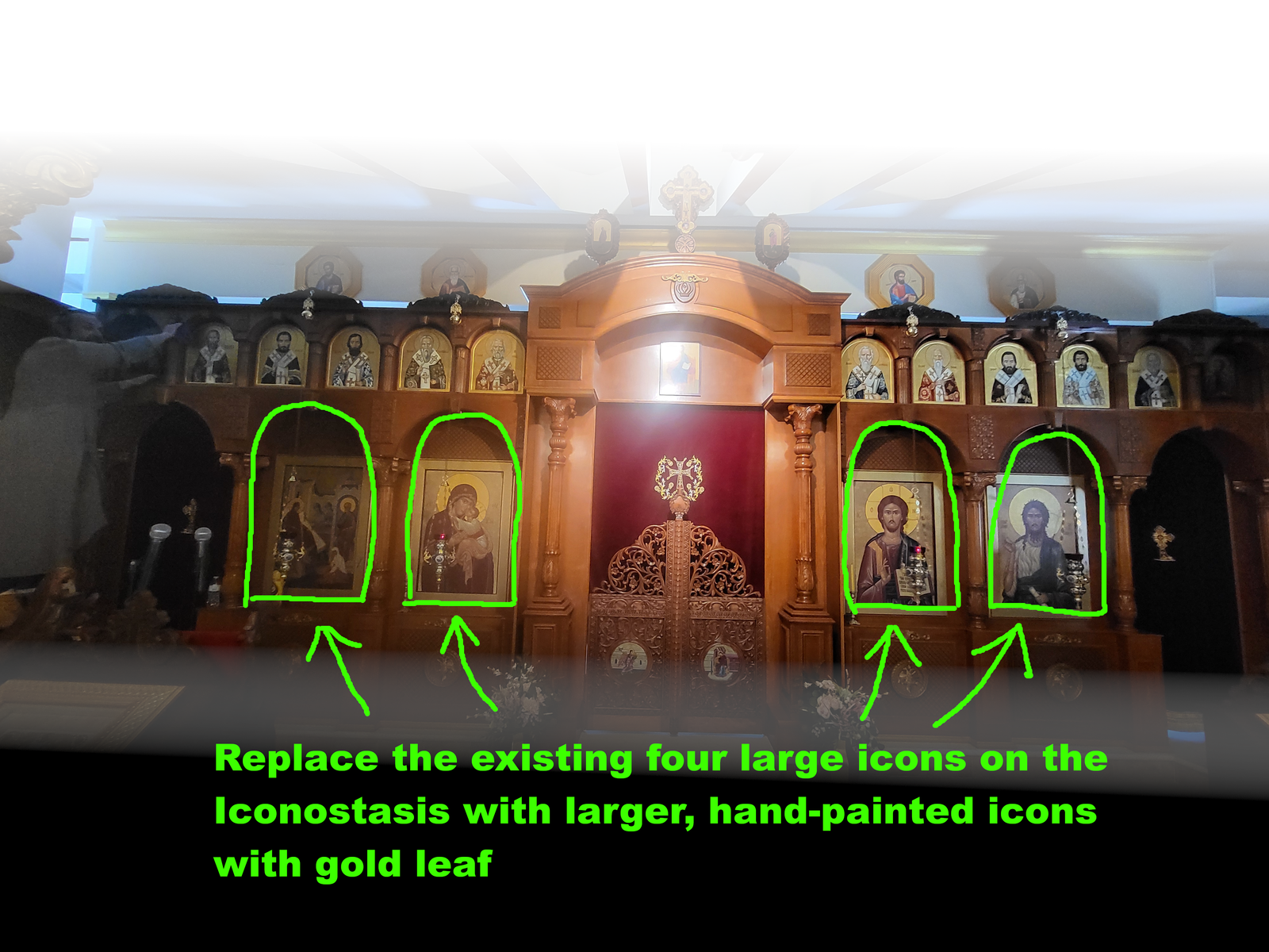 Four large icons on the iconostasis